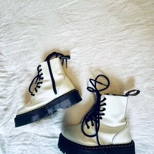 Dr. Martens White and Black Lace-Up Boots Jadon